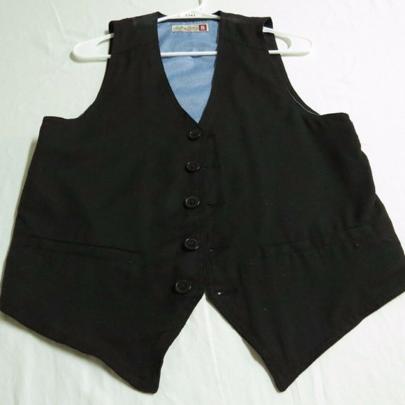 Sz S Black Solid Sovereign Code Mens Polyester #234T Suit Vest - Picture 2 of 8